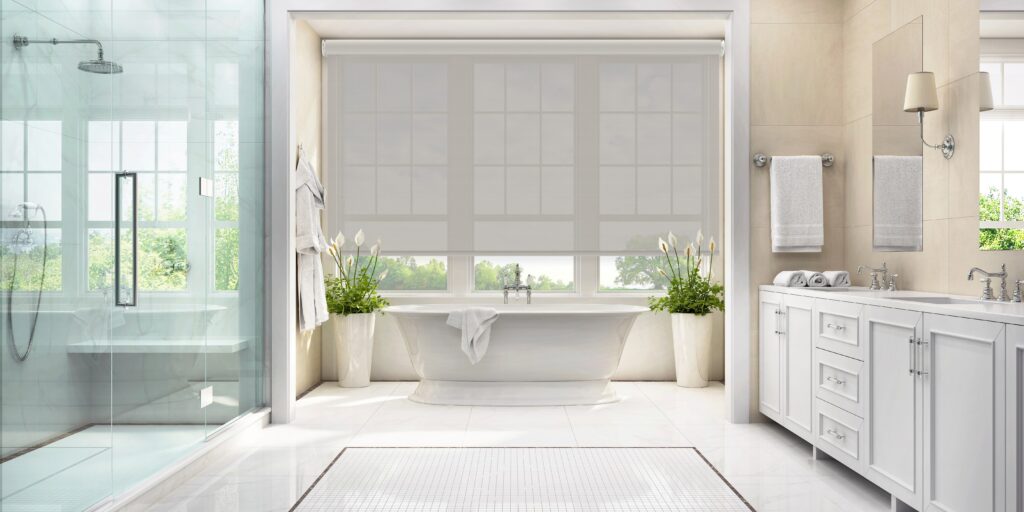Bathroom with Qmotion Blinds